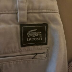 Lacoste Mens Kaki Shorts Size 34 Cotton Pockets Chino Belt Loops Back logo